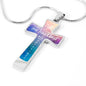 Crucifix, Personalized gift, Christian gift, Engraved jewelry, Cross, Gift for Teen, Through Jesus Christ, Scripture Gift