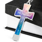 Crucifix, Personalized gift, Christian gift, Engraved jewelry, Cross, Gift for Teen, Through Jesus Christ, Scripture Gift