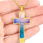 Crucifix, Personalized gift, Christian gift, Engraved jewelry, Cross, Gift for Teen, Through Jesus Christ, Scripture Gift