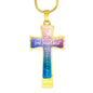 Crucifix, Personalized gift, Christian gift, Engraved jewelry, Cross, Gift for Teen, Through Jesus Christ, Scripture Gift