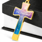 Crucifix, Personalized gift, Christian gift, Engraved jewelry, Cross, Gift for Teen, Through Jesus Christ, Scripture Gift