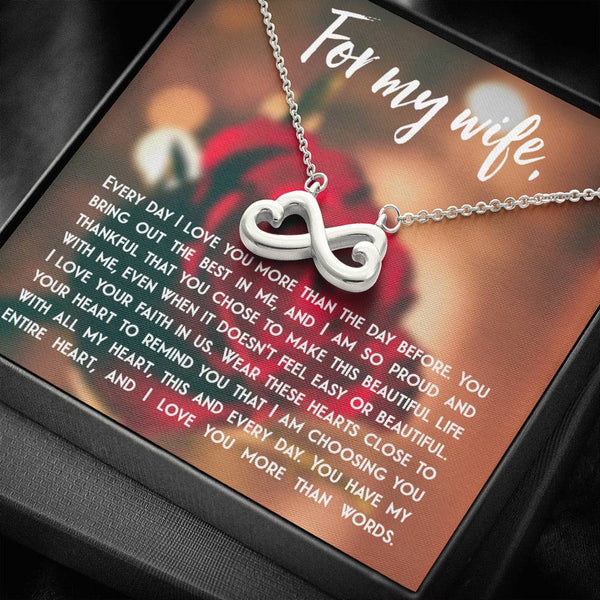 Gift for Wife, Heart Necklace,  Infinity Hearts, Anniversary Gift for wife, Love note gift, Gift from Husband