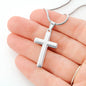 White Gold Cross, Forgiveness, Baptism gift, Confirmation gift, born again, Christian gift, Christian women, Christian men, Crucifix